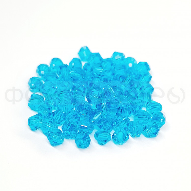 Бусины стекло "Биконус" 3 мм. 75±5шт., цвет голубой прозрачный (306)