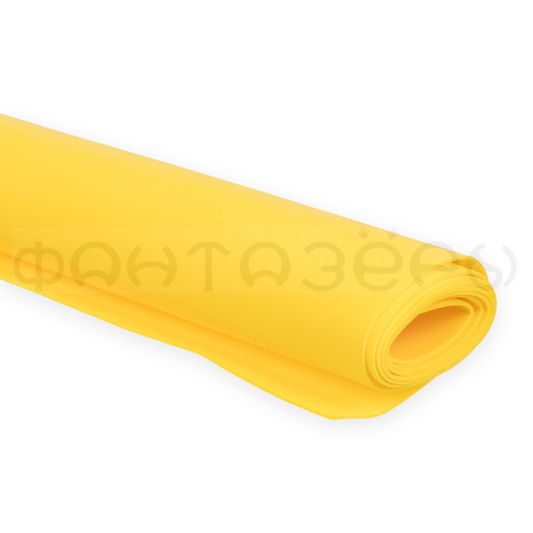 Пластичная замша (фоамиран иранский) 1 мм.  60 x 70 см ± 3 см. #05 Желтый
