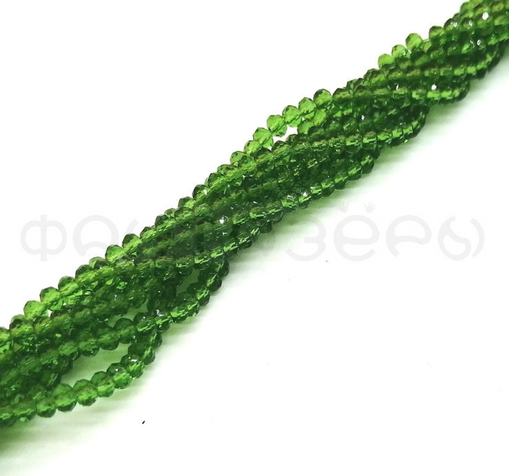 Бусины стекло "Рондель" 4 мм. 75±5шт., цвет зеленый (308)