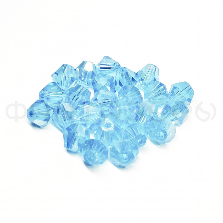 Бусины стекло "Биконус" 6 мм. 25±2шт., цвет голубой перламутр (326)