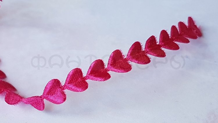 Лента декоративная Сердце, 6*8ммх1м Цвет: Розовый