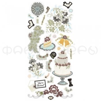 Набор наклеек фигурных на листе 15х30,5 см, Element Stickers, серия: Basics - Wedding Themed