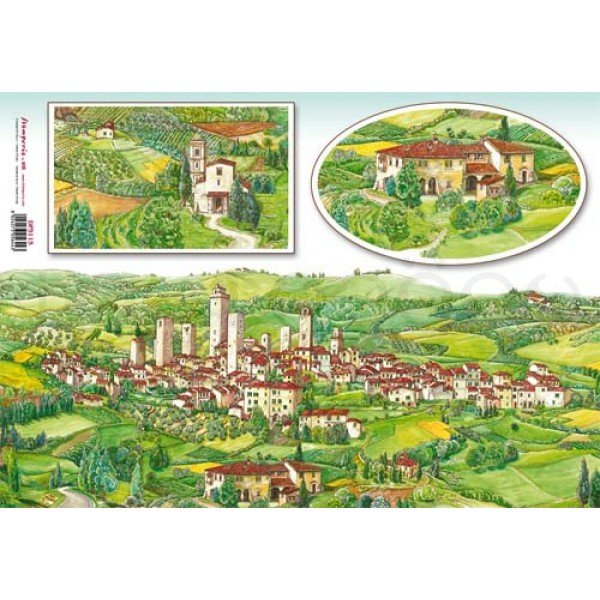 Бумага рисовая для декупажа "Тосканская деревня", 48 х 33 см, 28 г/м²