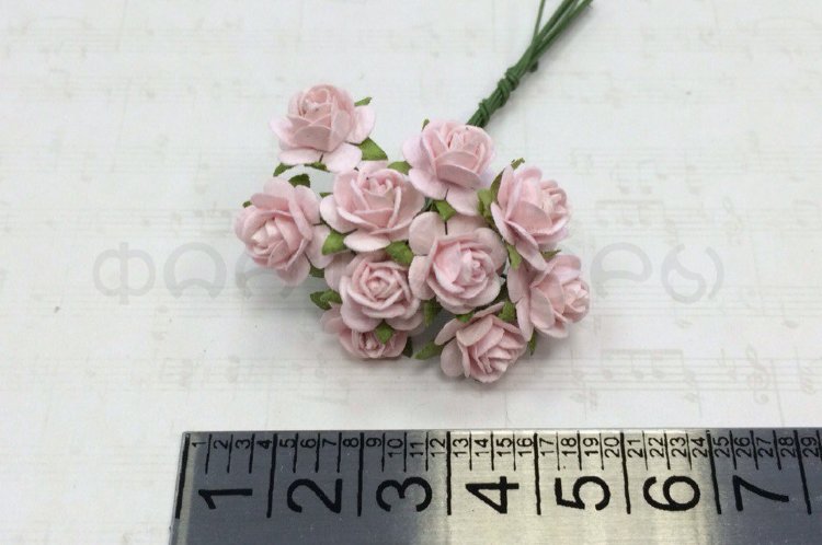 Розочки 10мм - 10шт - BABY PINK MULBERRY PAPER OPEN ROSES