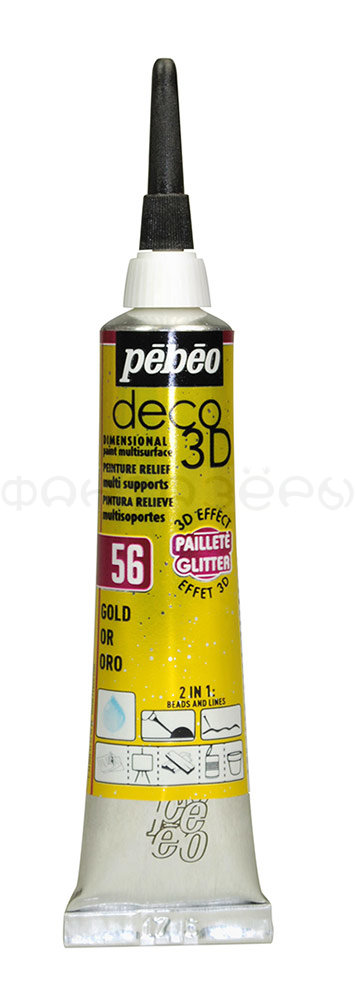 Контур deco3D "PEBEO"  №2   20 мл. #556156 под золото с глиттером