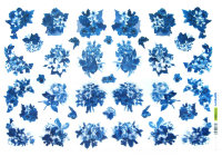 Рисовая бумага для декупажа 35*50см, голубые цветы