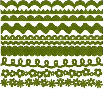 Набор бумажных ленточек Just the Edge 4 Dotted Swiss, 10 видов по 2 штуки, длиной 30,5 см, зеленый