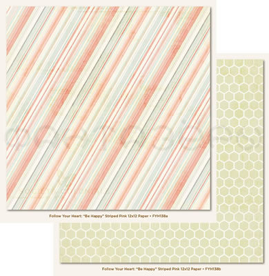 Бумага для скрапбукинга 30х30 см Striped Pink FYH138
