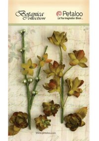 Набор цветов бумажных "Petaloo" Floral Ephemera- Moss Green (болотный)