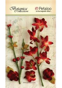 Набор цветов бумажных "Petaloo" Floral Ephemera- Red (красный)