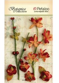Набор цветов бумажных "Petaloo" Floral Ephemera- Granberry (клюква)