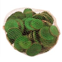 Спилы круглые для декора, диаметр 3-6 см, толщина 0,4см, 250г (зеленый)
