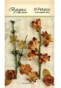 Набор цветов бумажных "Petaloo" Floral Ephemera- Brown (коричневый)