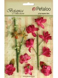 Набор цветов бумажных "Petaloo" Floral Ephemera- Fuschia (фуксия)