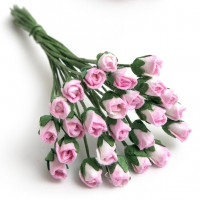 Бутон розы 5мм, белый/розовый, уп. 5шт.