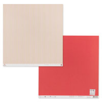 Бумага для скрапбукинга 190 гкв.м  30.5 x 30.5 см., красно-белые полосы