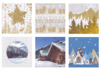 Салфетки бумажные ассорти №05  33 x 33 см., уп.- 6 шт. "Зима в Альпах"