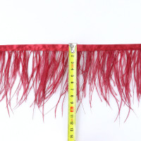 Страусиные перья на ленте 08-10 см, цв.07 Бургунди, уп.10см.