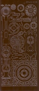 Контурные наклейки "Разные часы", лист 10x24,5 см, цвет коричневый
