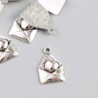 Декор металл "Конвертик с сердечком" серебро 1,2х1,8 см.
