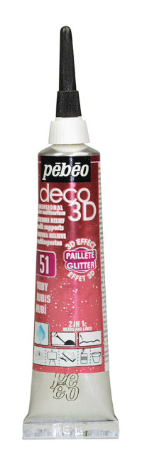 Контур deco3D "PEBEO"  №2   20 мл. #556151 рубиновый с глиттером