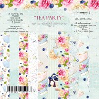 Фоновый набор двусторонней бумаги "Tea party" 190гр, 20*20см, 15 листов + 1 бонус 