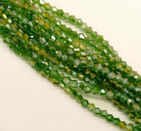 Бусины стекло "Биконус" 3 мм. 75±5шт., цвет зеленый перламутр (327)