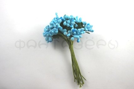 Букетик цветы-тычинки 12шт. голубой